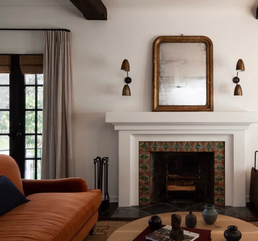 Elegant modern fireplace with vintage charm