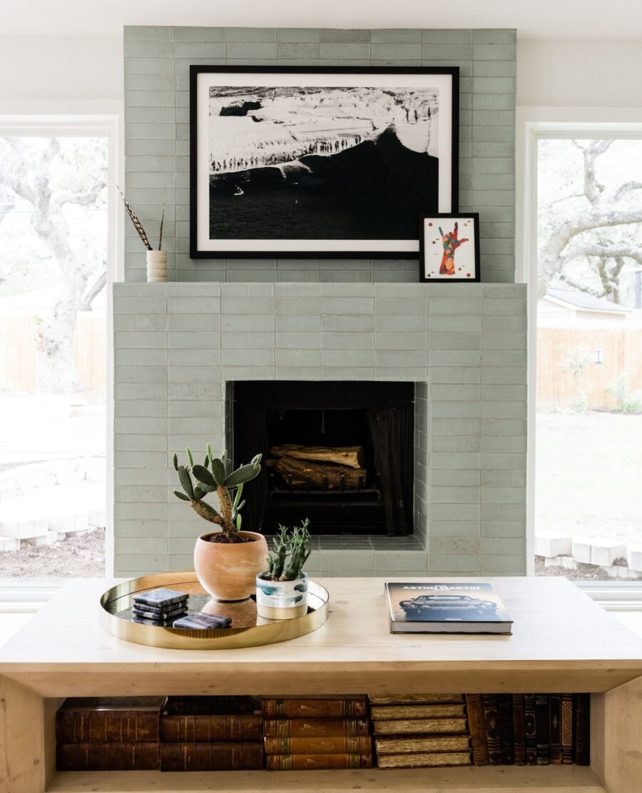 Stylish Modern Fireplace with Unique Art