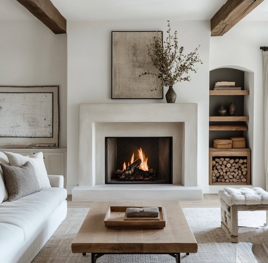 Sleek, modern fireplace with minimalist charm