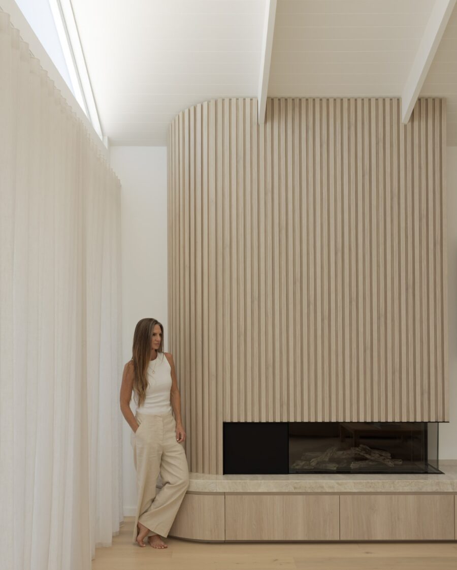 Sleek Modern Fireplace With Vertical Lines
