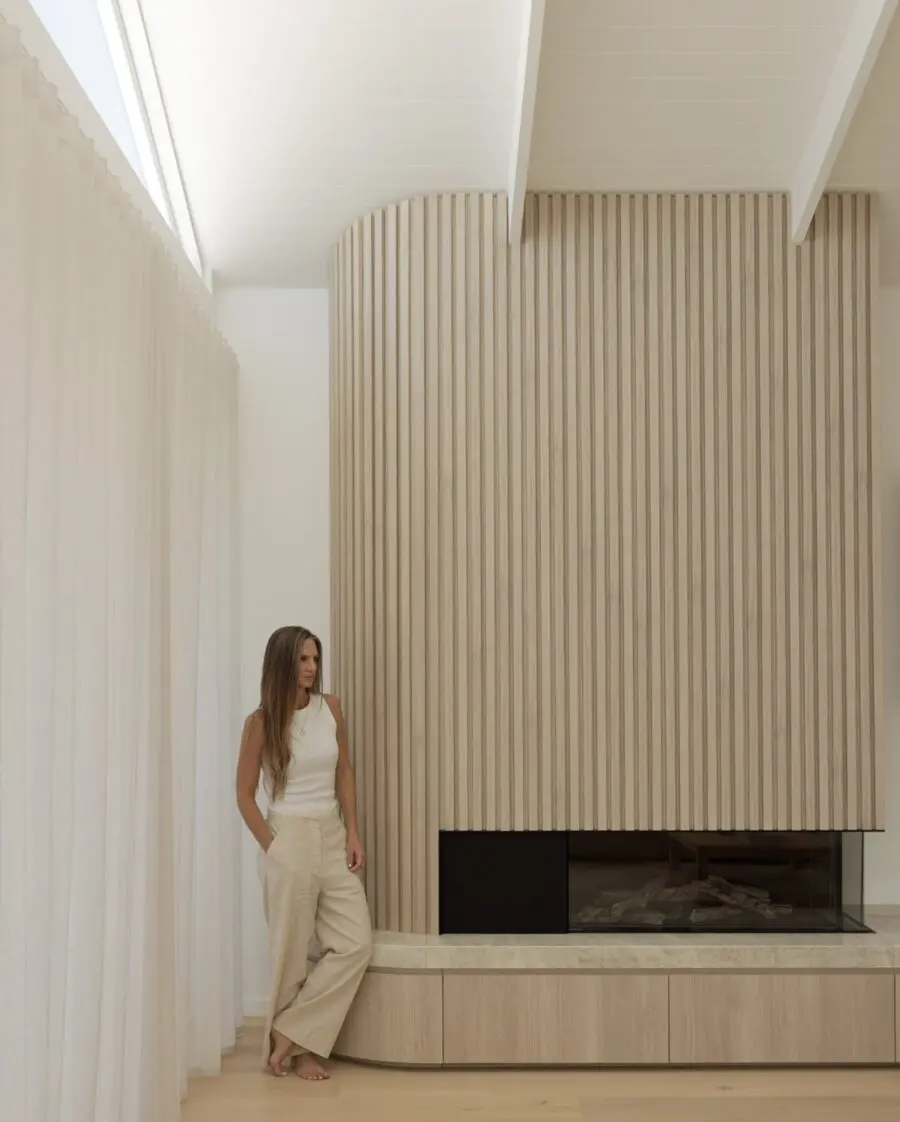 Sleek Modern Fireplace With Vertical Lines