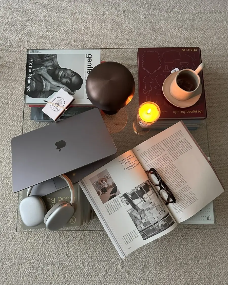 Sleek and functional coffee table setup