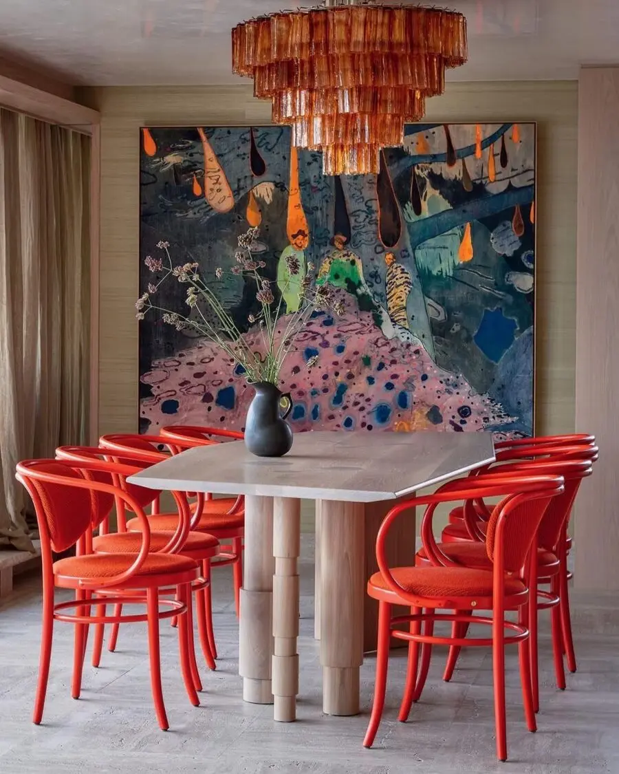 Vibrant Dining Room with Artistic Flair