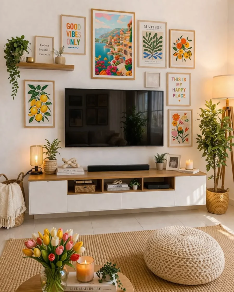 Bright and cheerful TV unit decor inspiration