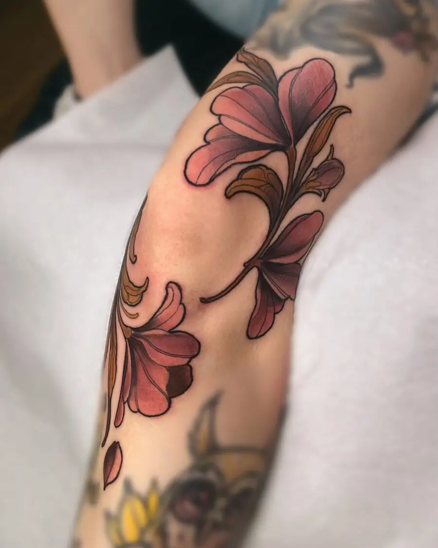 Elegant flora with vibrant neo-traditional style
