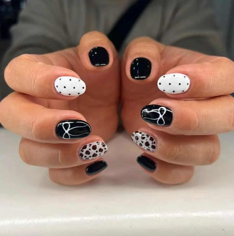 Stylish black and white nail art design