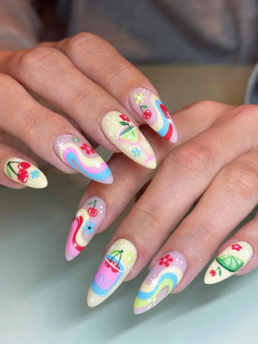 Whimsical, colorful nails for New Year celebrations