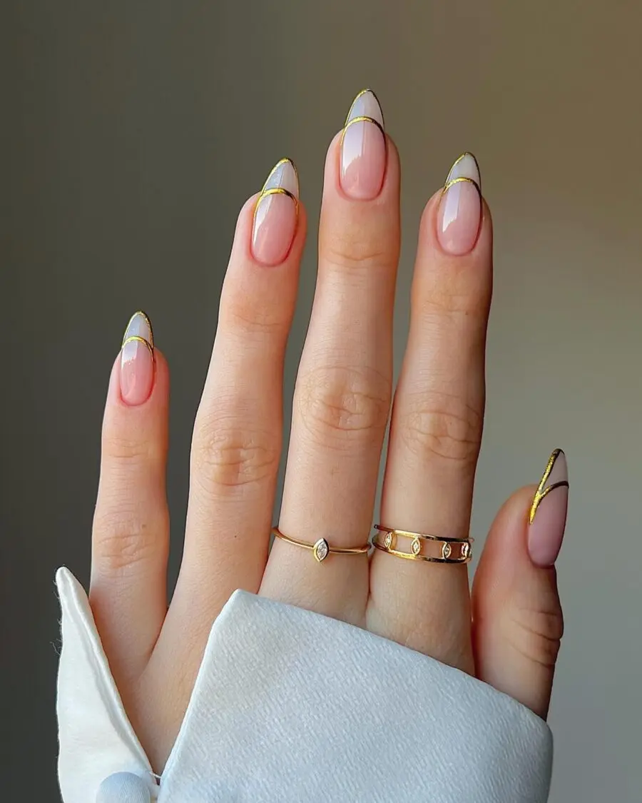 Chic gold-tipped French manicure for celebration