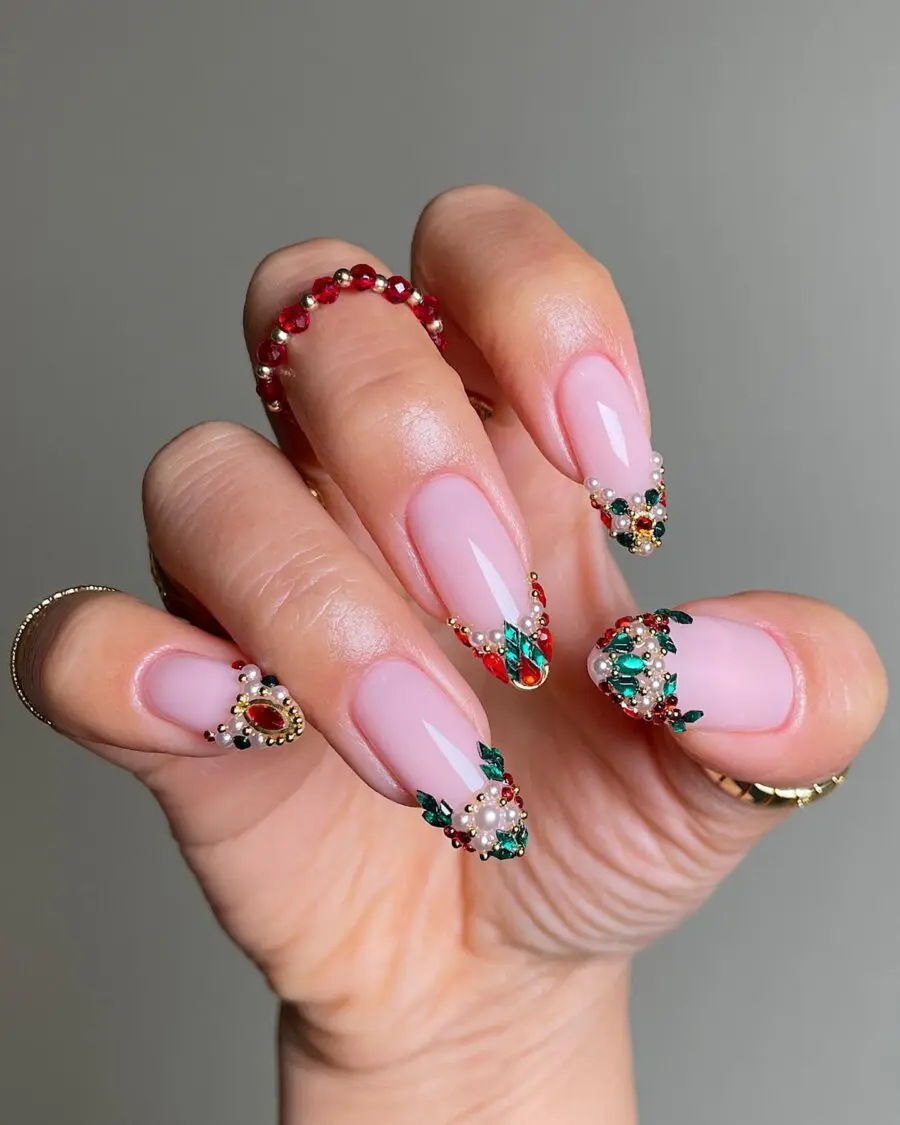 Glamorous New Year’s Nails with Colorful Accents