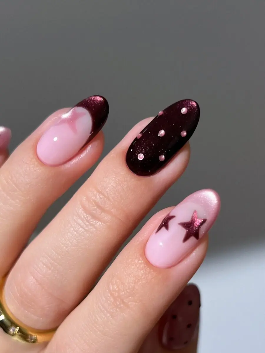 Elegant nails with festive star designs
