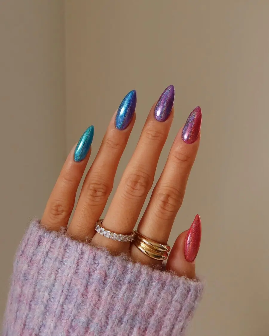 Vibrant, Sparkly Stiletto Nails for Celebration
