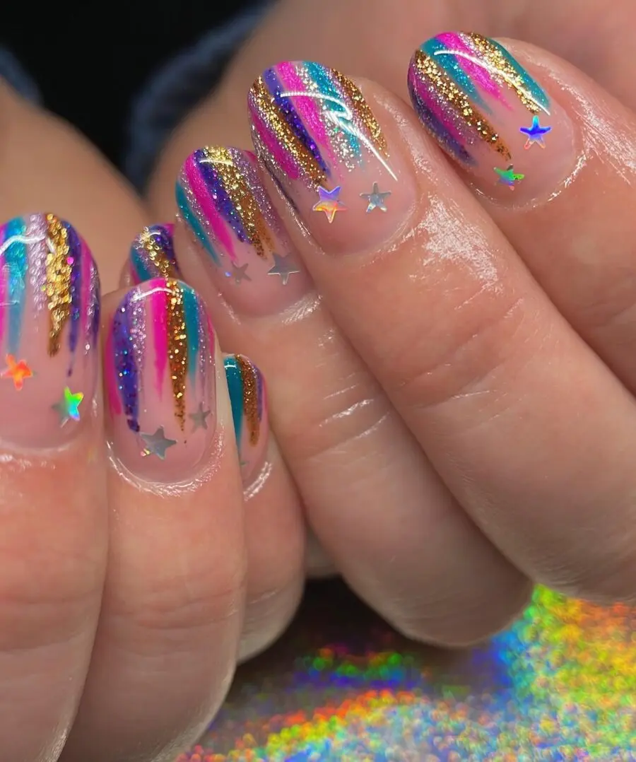 Festive and Colorful New Year's Nail Design