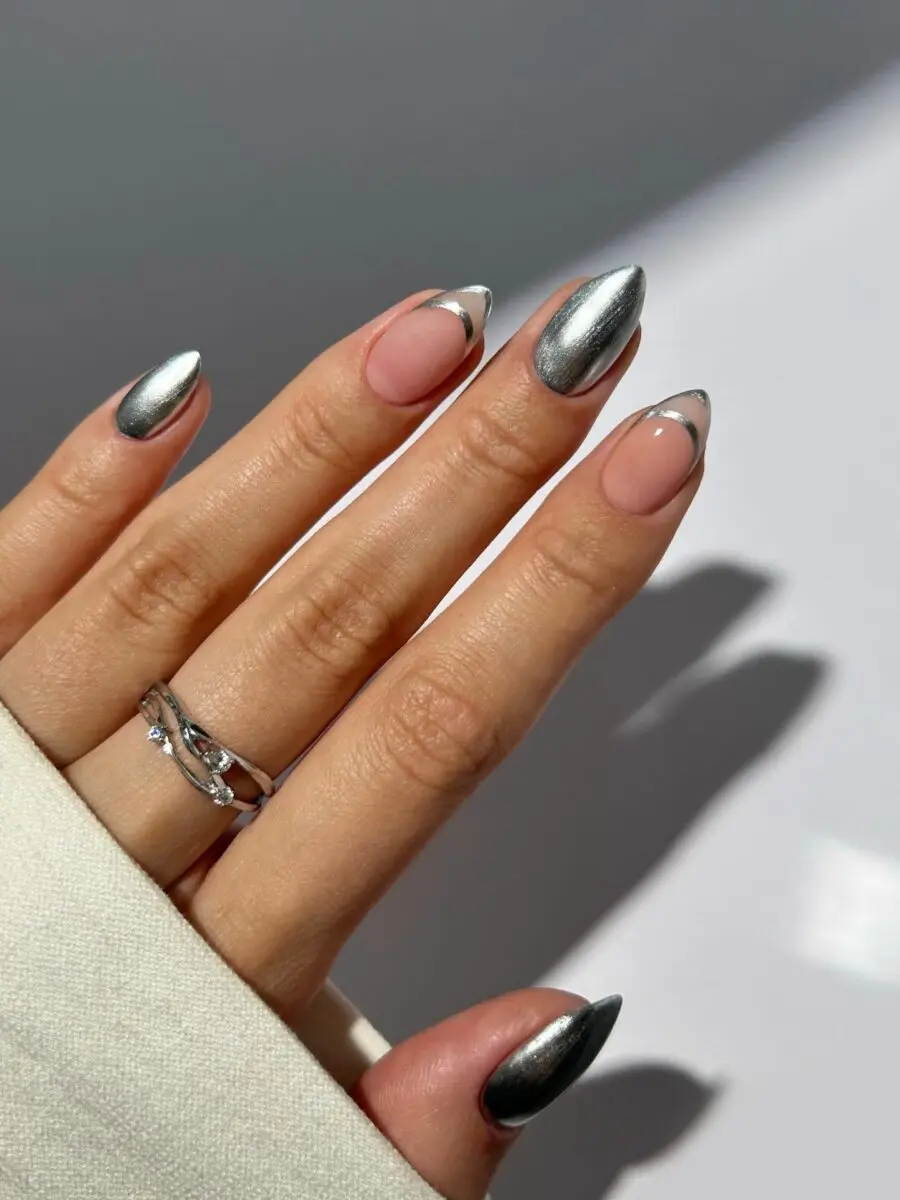Chic Silver Stiletto Nails for New Year’s