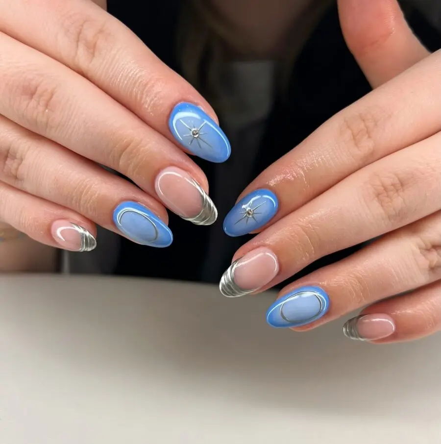Stylish Blue Nails for New Year's Celebration