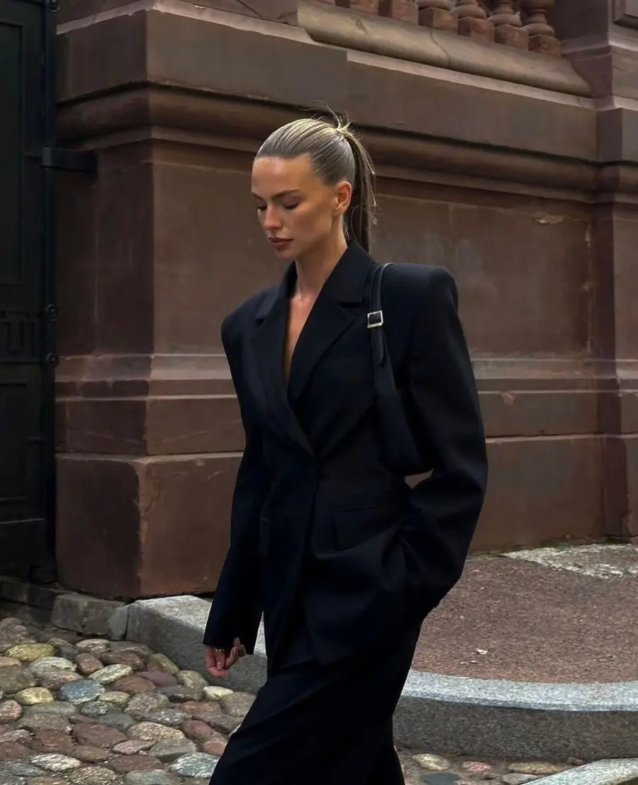 Sleek Black Blazer for Modern Office Chic