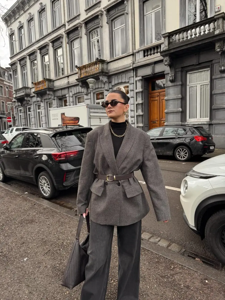 Chic gray blazer for modern office wear
