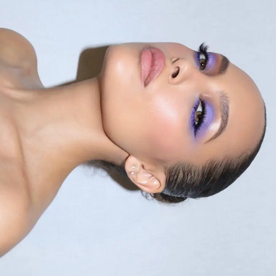 Gorgeous vibrant purple prom makeup look