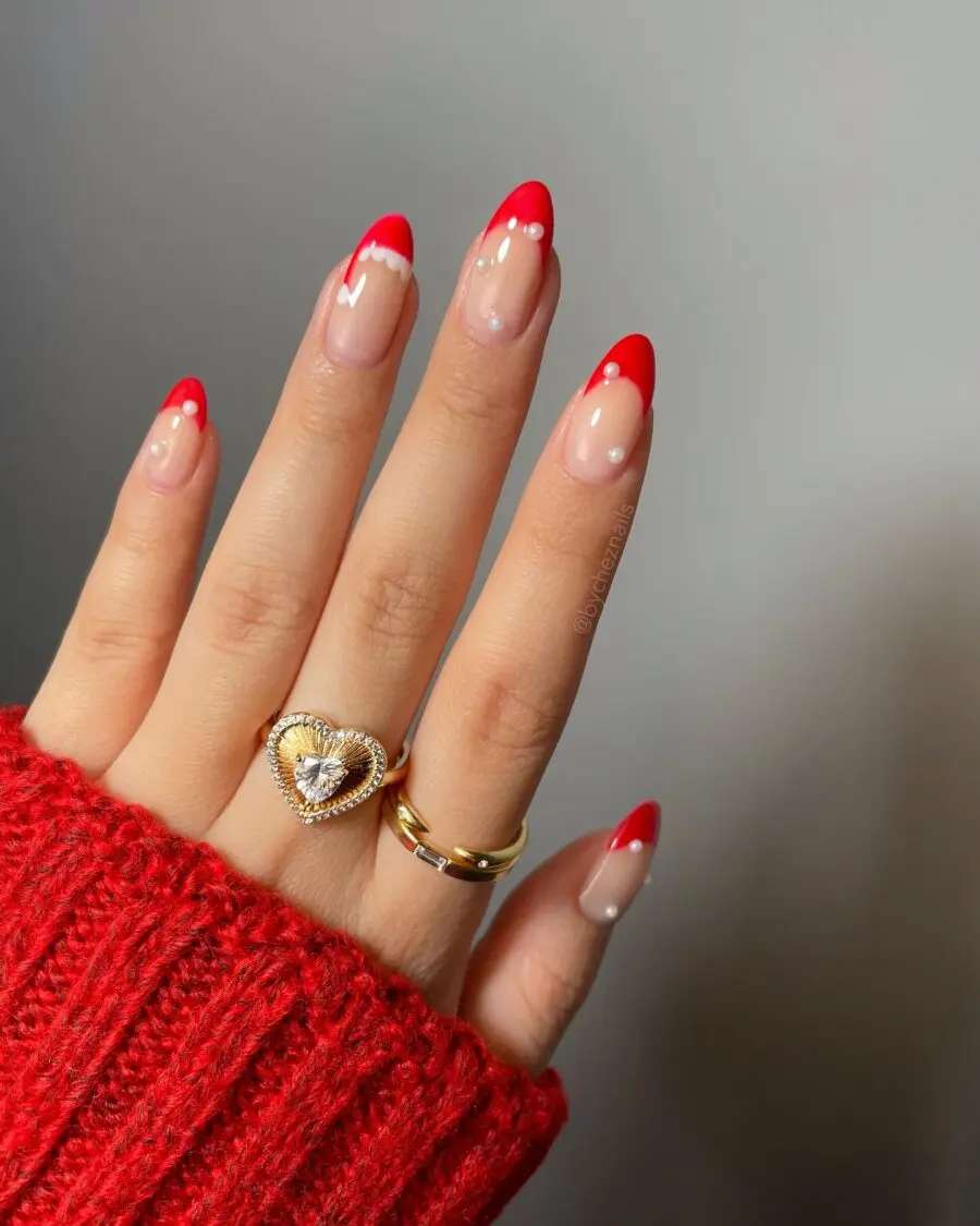 Festive red-tipped nails for the holidays