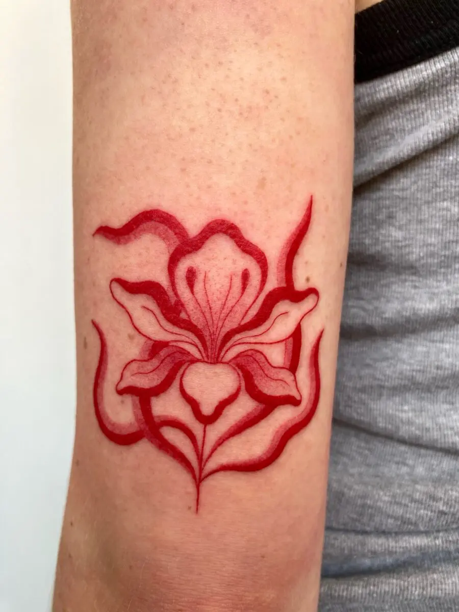 Stunning floral design in vibrant red ink