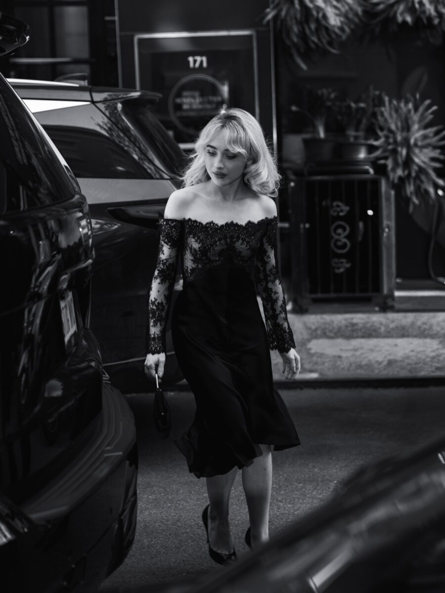 Sabrina Carpenter's Elegant Black Lace Dress
