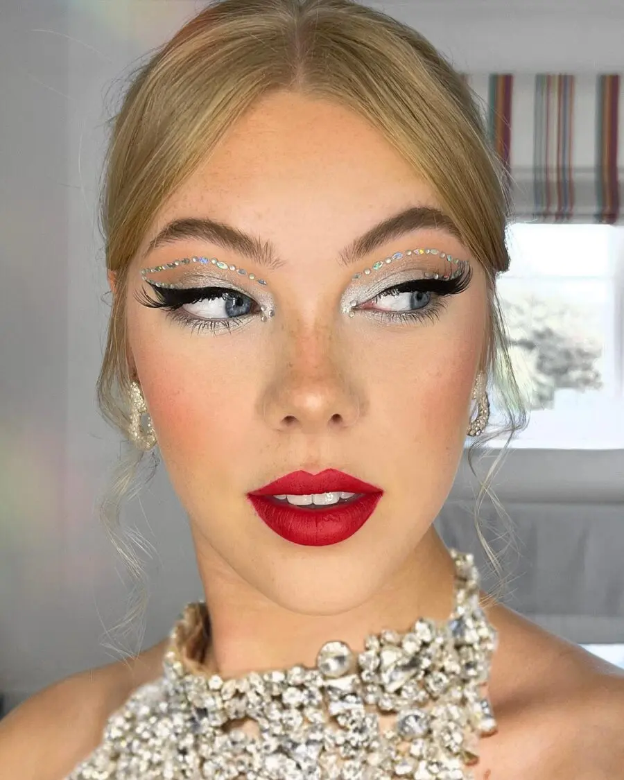 Glamorous makeup with stunning diamond accents