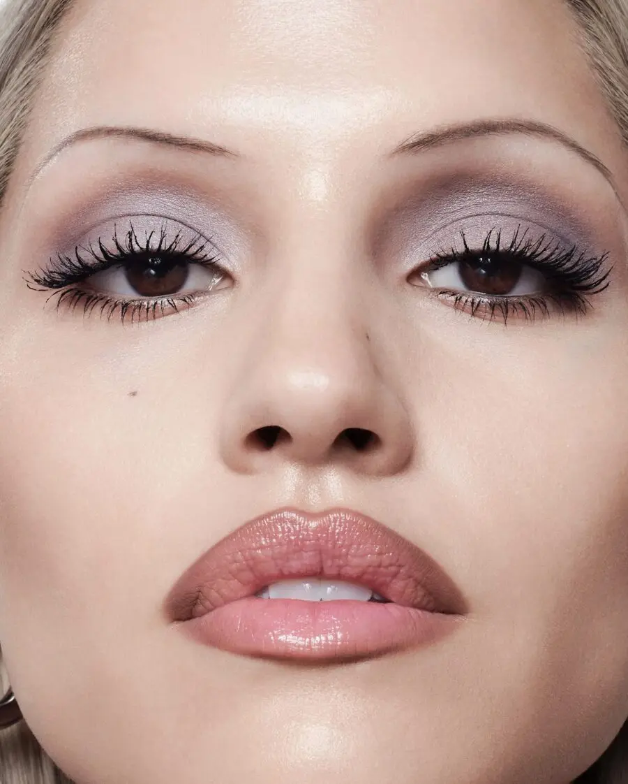 Stunning glam eyes and soft nude lips