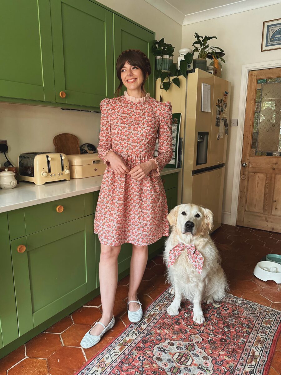 Charming Floral Dress with Adorable Companion