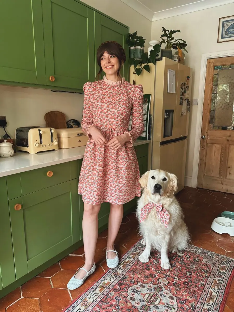 Charming Floral Dress with Adorable Companion