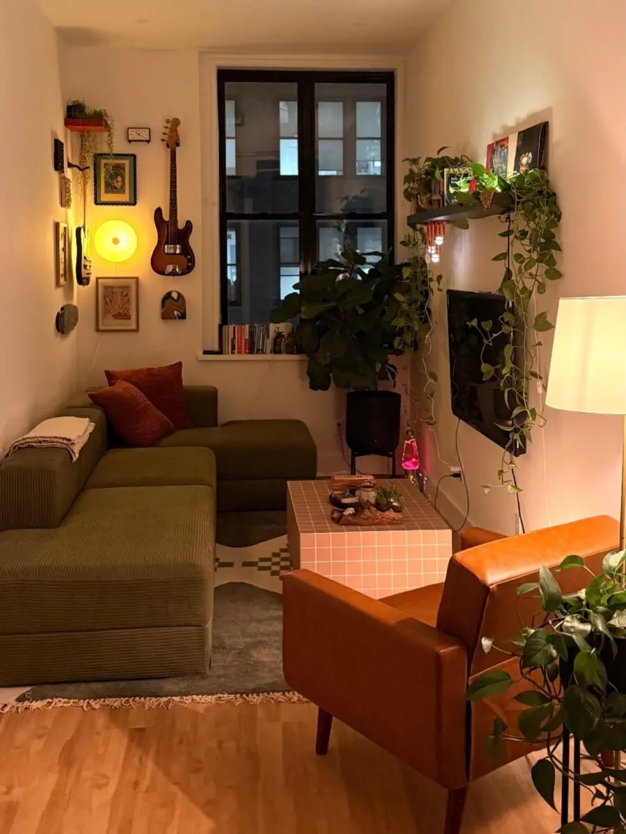 Cozy and stylish small living room setup