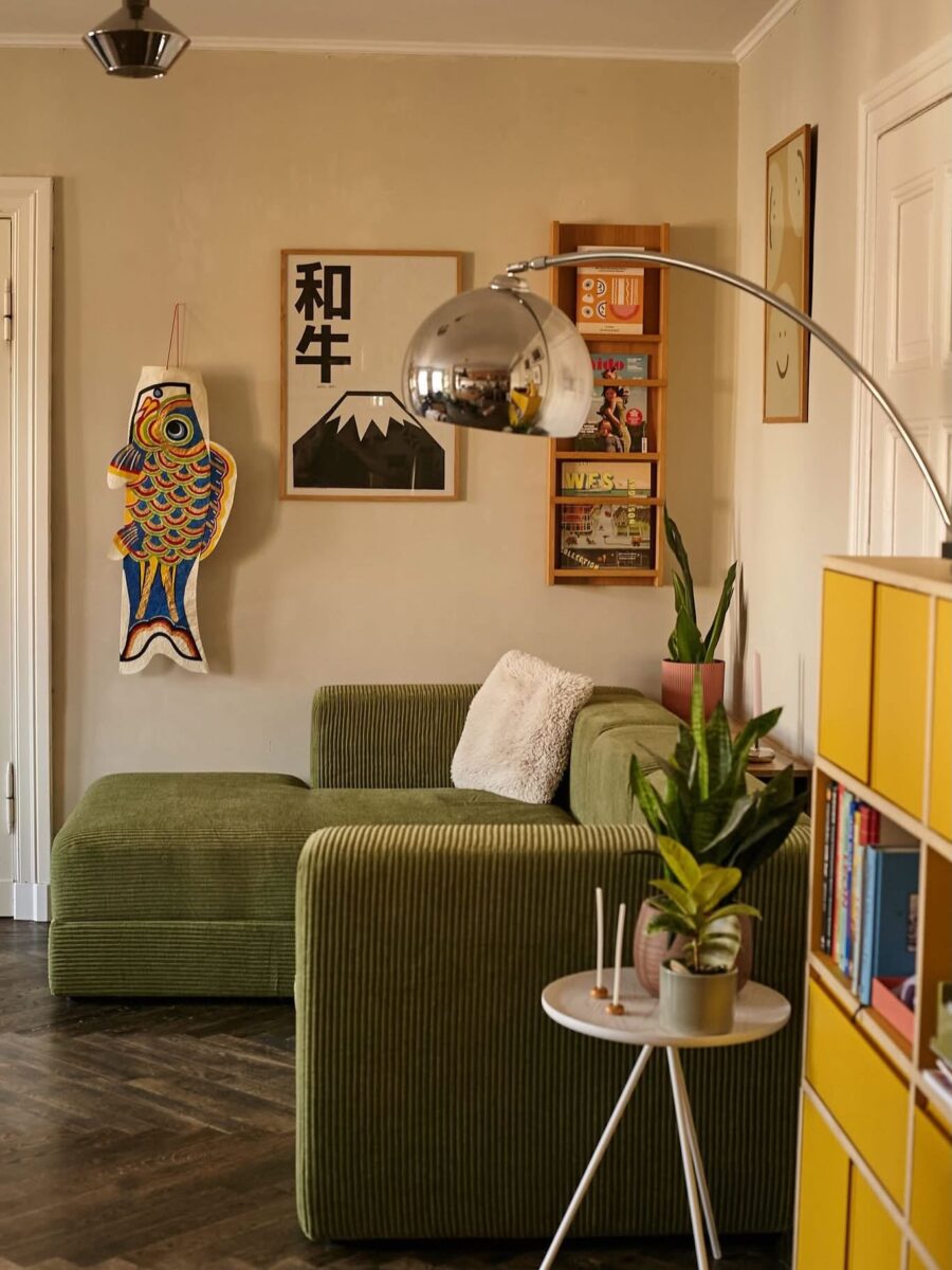 Charming small living room with vibrant accents