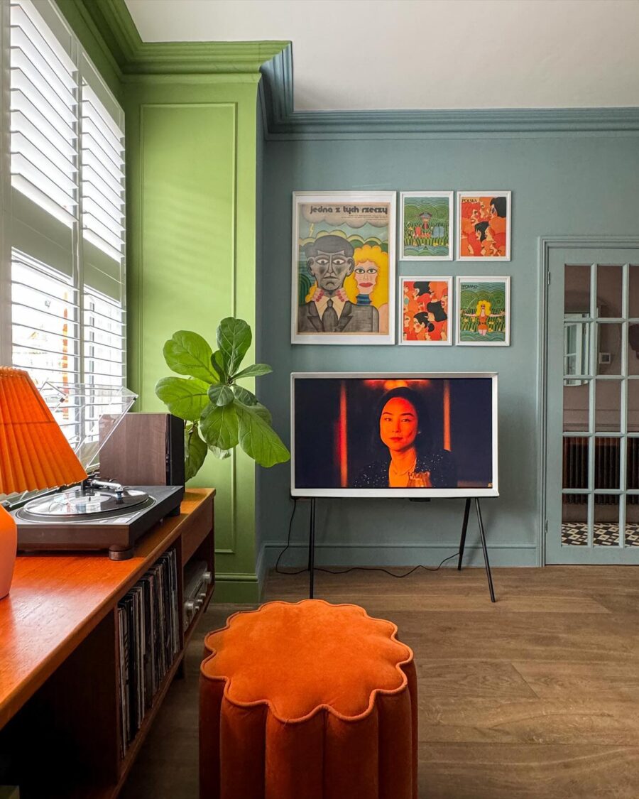 Charming small living room with rich colors