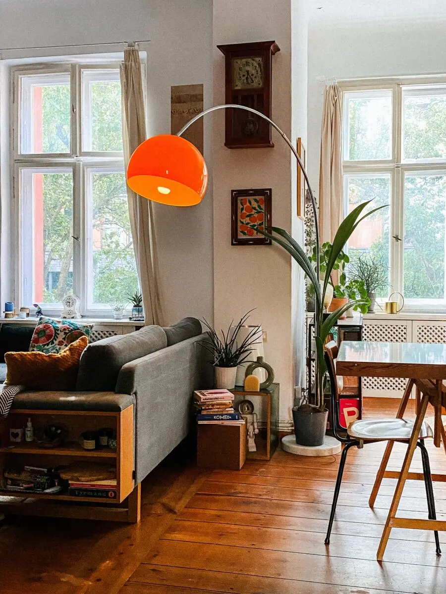 Stylish small living room with vibrant decor
