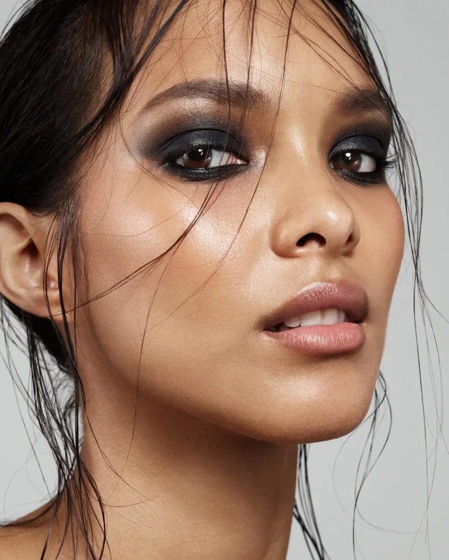 Stunning smokey eye makeup with flawless skin
