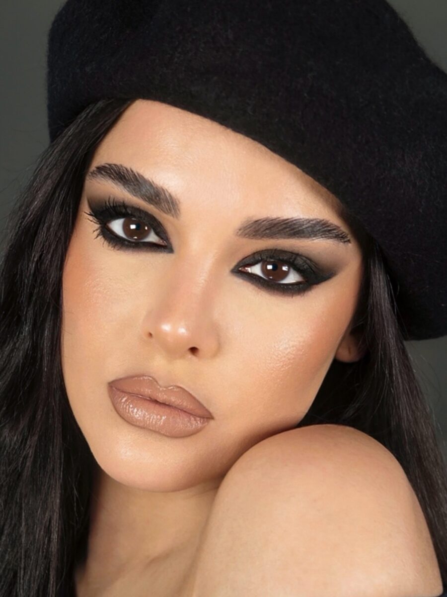 Dramatic smokey eye with bold accents