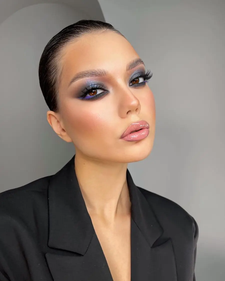 Elegant smokey eye with glossy lips