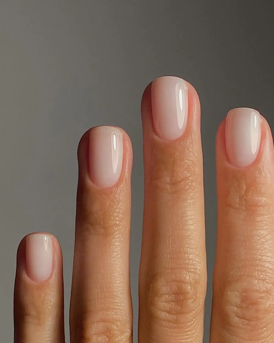 Elegant nude ombre clean girl nails