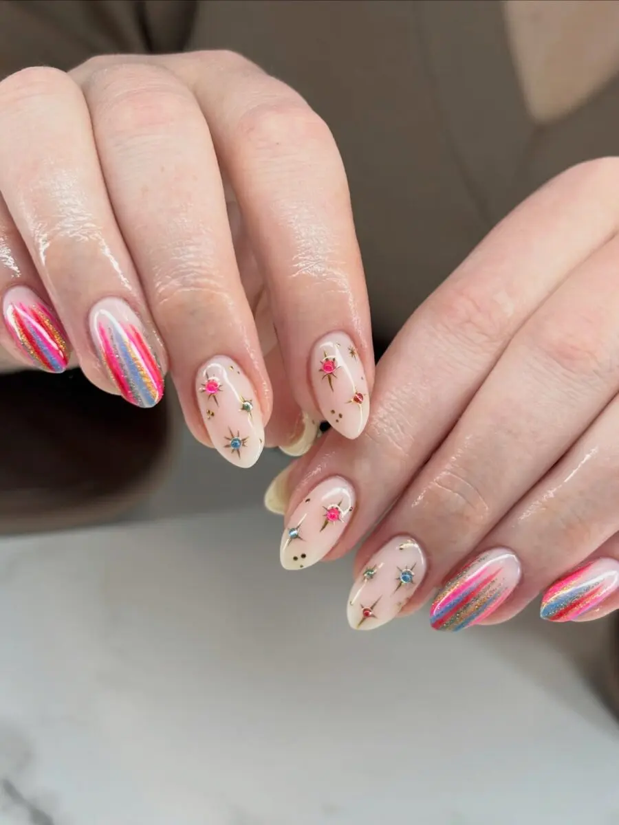 Vibrant and festive New Year's nail art