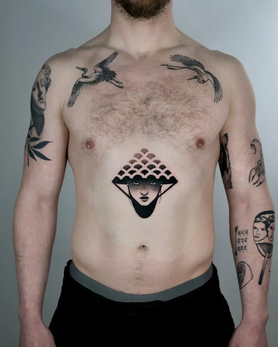 Stunning Minimalist Stomach Tattoo Design