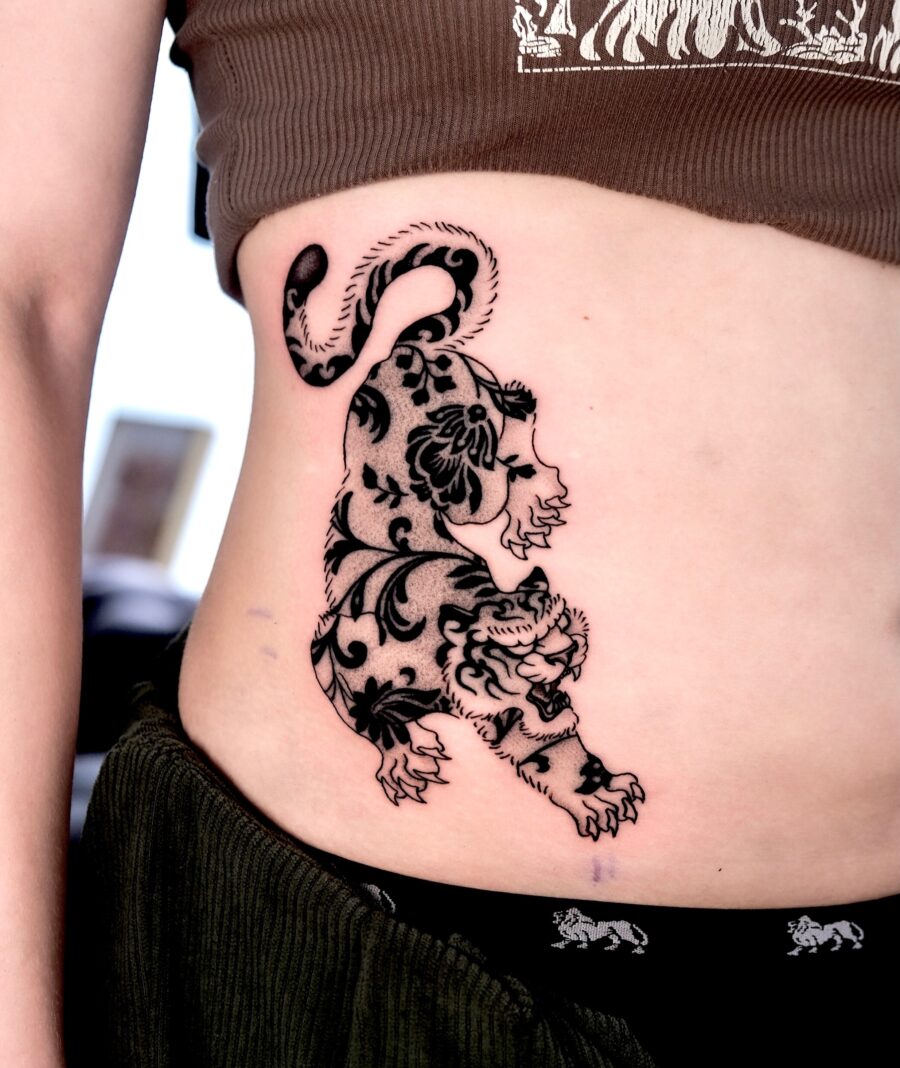Bold tiger tattoos showcasing intricate designs