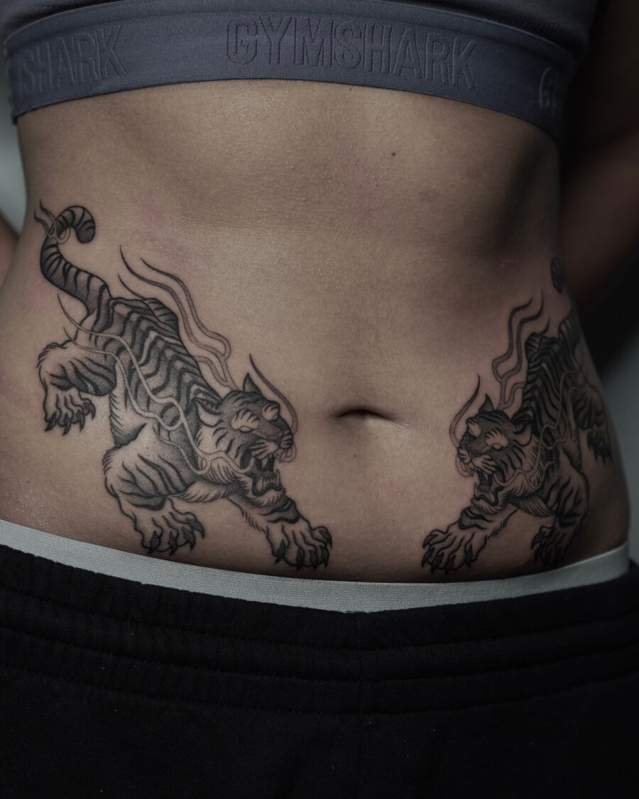 Bold tiger tattoos showcasing fierce aesthetics
