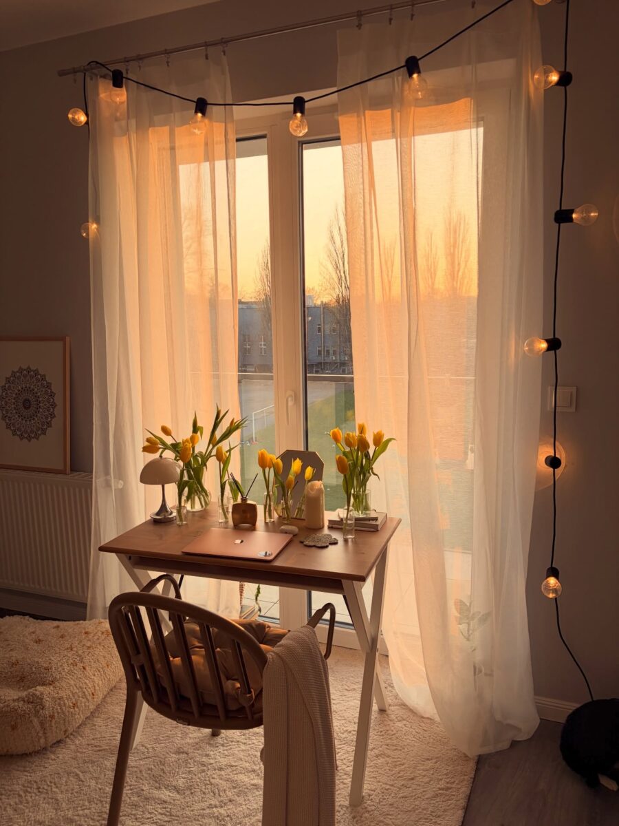 Bright Study Desk Surrounded by Natural Elegance