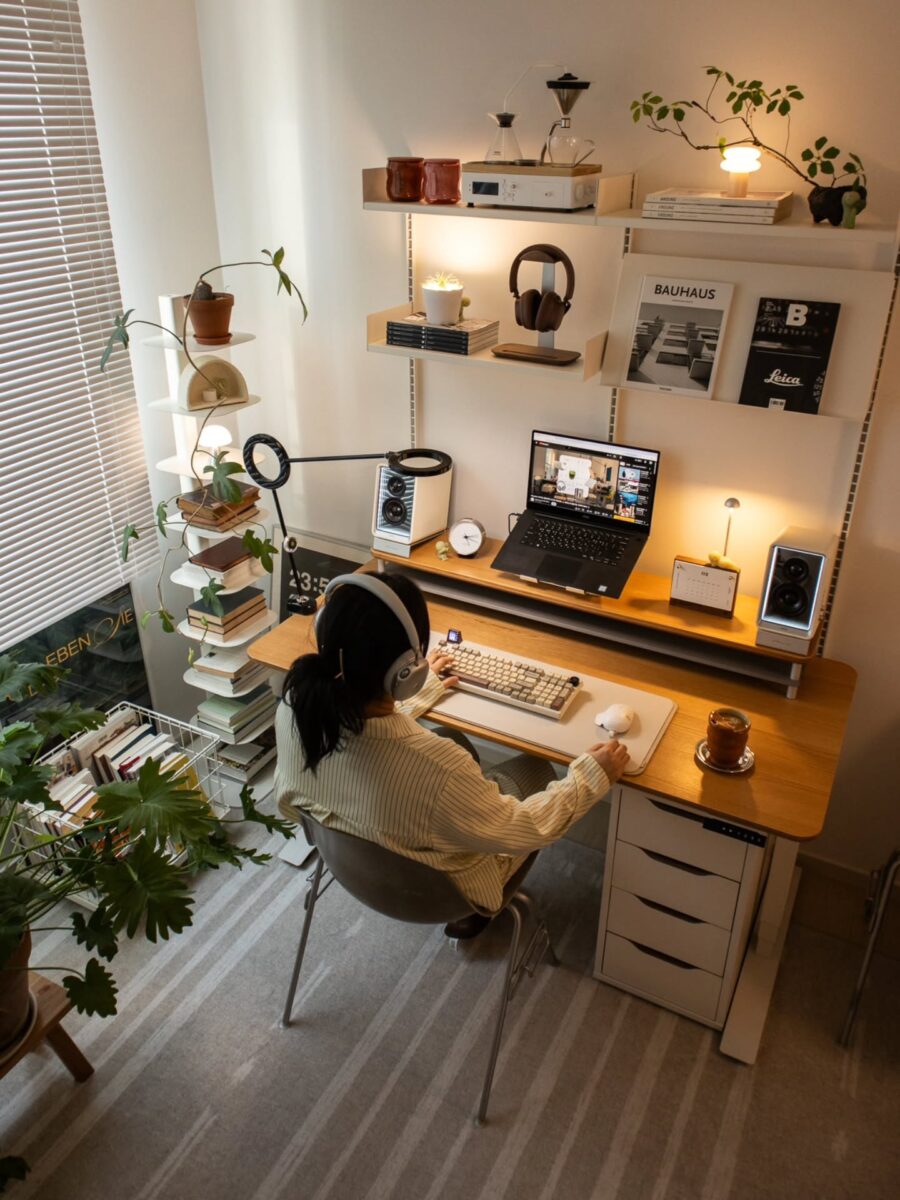 Modern study desk with stylish organization solutions