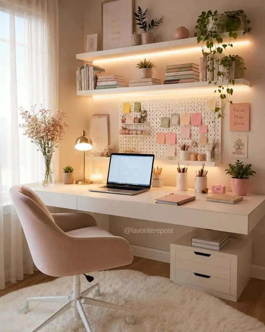 Cozy Minimalist Study Desk with Elegant Decor