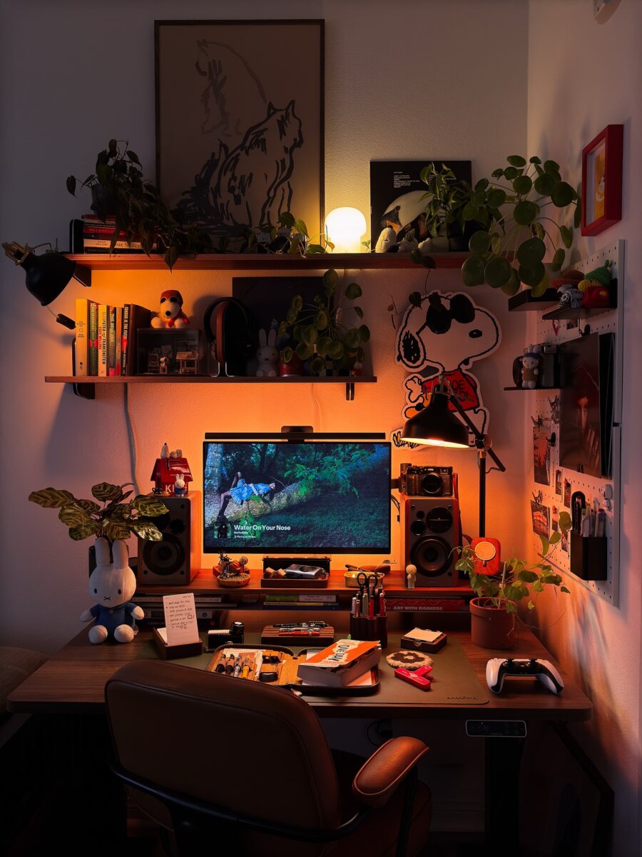 A Cozy and Vibrant Study Desk Space