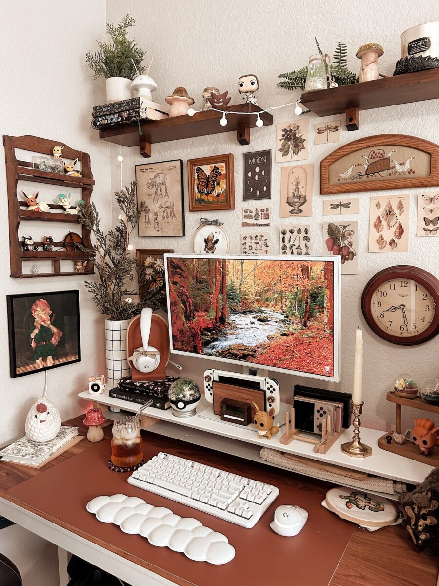 Cozy study desk with nature-inspired decor