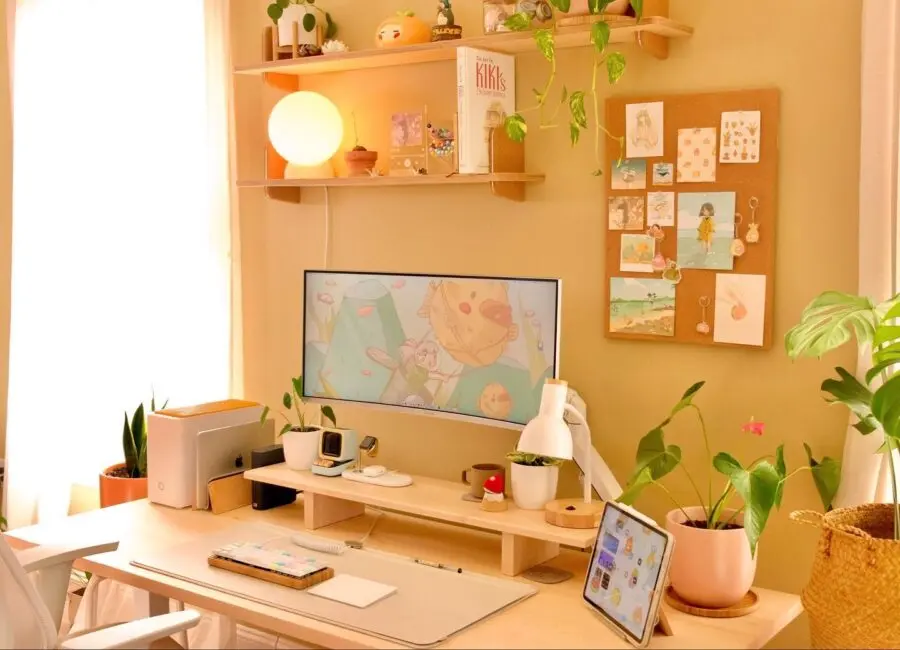 Charming study desk with playful decor accents