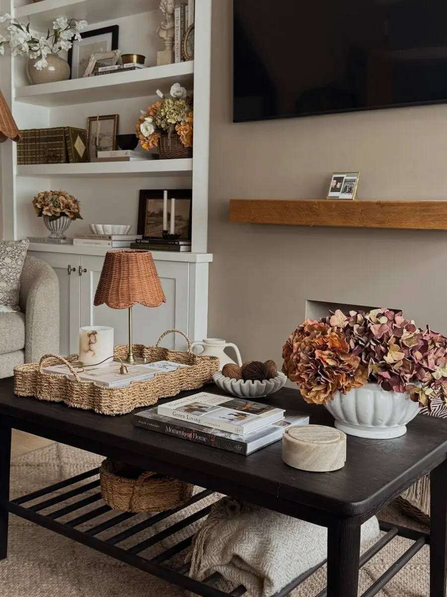 Charming coffee table decor with warm aesthetics