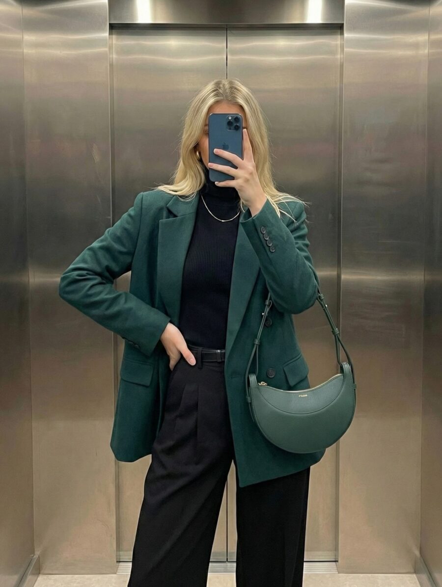 Chic Semi-Formal Look with a Green Blazer