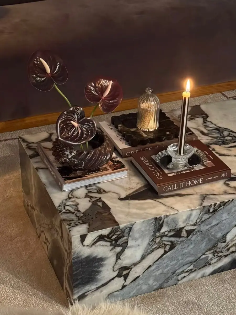 Elegant marble table with chic accents