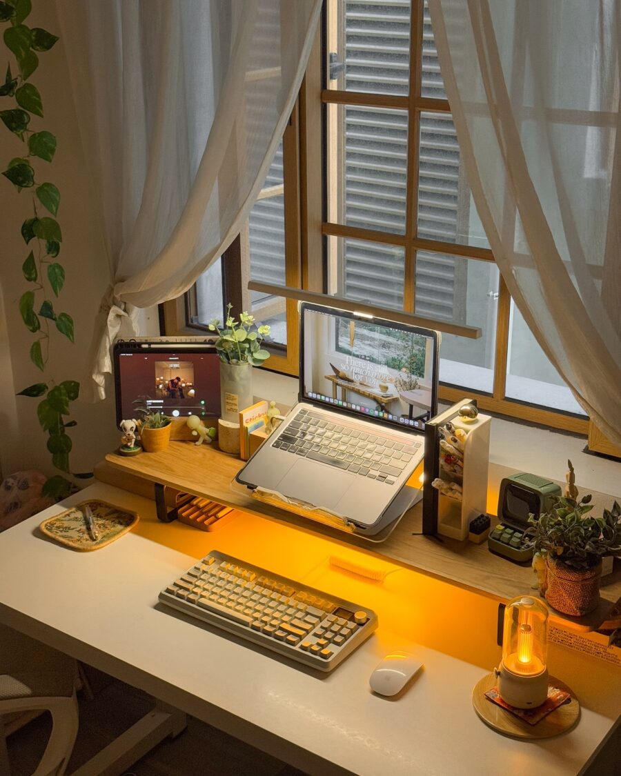 Chic study desk with minimalist decor elements